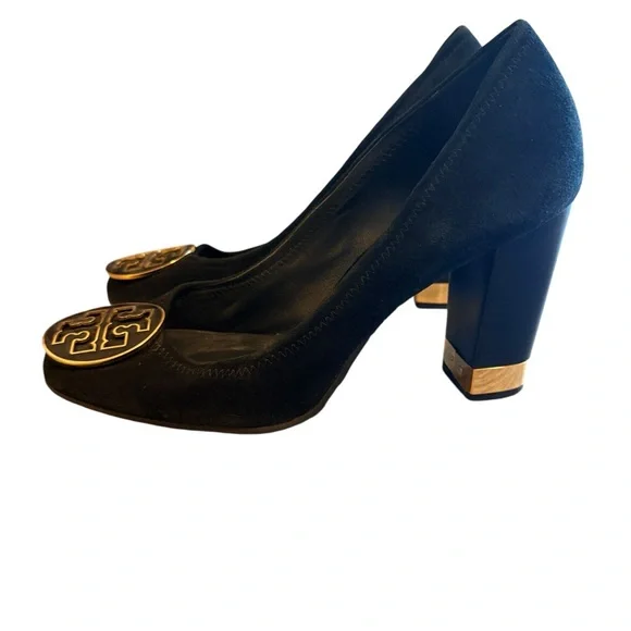 Tory Burch Black Heels with Gold Accent - Picture 3 of 15